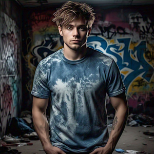 OEM Acid Washed T Shirt <b>Men's</b> Jogging Wear Running Acid <b>Wash</b> Tee Shirts <b>Men</b> Crew Neck Short Sleeve Stone <b>Wash</b> TShirt <b>Mens</b> - Product Image 4