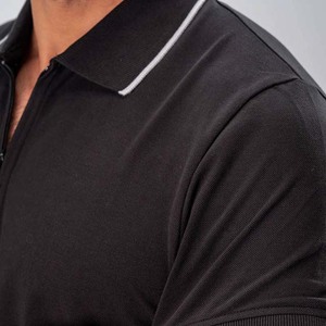 Men's Black Short Sleeve Polo <b>Shirt</b> 100% Cotton Pique Knitted Casual Solid Color <b>Collar</b> Design - Product Image 5