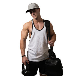 Ropa Hombre Débardeur côtelé à col cuillère coupe ajustée personnalisé en gros Vêtements de sport Débardeur en coton blanc pour hommes - Product Image 4