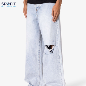 กางเกงยีนส์ขายาวแบบลำลองแนวไฮสตรีทสีพื้นระบายอากาศได้มีกระดุมกระเป๋าผ้าเดนิมทำจากผ้าฝ้าย100% - Product Image 2