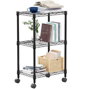 MZG 3 Tier <b>Shelf</b> Metal Rolling Storage <b>Shelves</b> <b>Wire</b> Mesh Utility Rack Shelving Unit with Lockable Wheel - Product Image 1