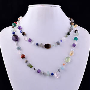 Collier en argent sterling 925, bijoux de mariage de luxe, design classique, collier fin à perles avec pierres précieuses mélangées, cadeau pour femmes - Product Image 2