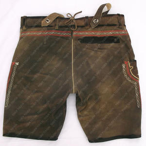 Oktoberfest bávaro, traje de cuero Real para hombre, bordado corto marrón, impermeable, transpirable, ligero, botón, modelo de cierre de mosca - Product Image 4