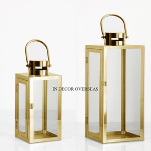Most Fancy Stylish Designer High Grade Gold Plated And Clear <b>Glass</b> Made Elegant Look <b>Lanterns</b> Home & Wedding Decorative Supplies - Product Image 6