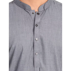 Nuevo Traje Shalwar Kameez Elegante para Hombre, Color Gris Completo, Corte Contemporáneo con Detalles Tradicionales del Sur de Asia para Invierno - Product Image 2