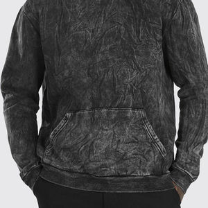 Acid Wash Hoodie Hombres Black Basics Algodón Mezclado Regular Hoodie Para Hombres Custom Made Acid Wash High Quality Acid Wash Hoodies - Product Image 6