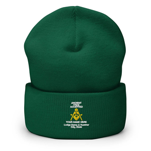 Gorro de punto bordado personalizado masónico con puños, cálido y elegante, Freemason Lodge Gear, acrílico, Master Mason, bordado, gorros de punto - Product Image 3