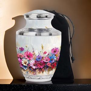 Urne funéraire de style adulte décorative avec des fleurs colorées, prix de gros, urne de crémation pour le stockage des cendres crémées, urne pour cendres humaines - Product Image 2