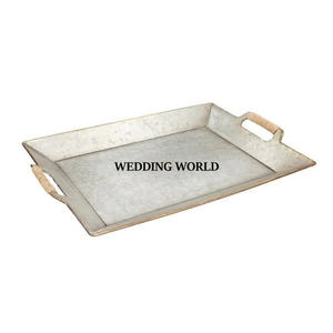 ถาดเสิร์ฟอาหารชุบสังกะสีแบบทำมือทรงกลมถาดเสิร์ฟโลหะสำหรับอาหารค่ำสุดหรูดีไซน์เนอร์ขายส่ง - Product Image 2