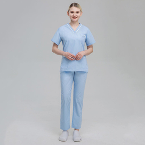 Custom Bleach Resistant Short Sleeve Hospital Uniforms <b>Scrubs</b> Tops and Pants Nursing <b>Scrubs</b> Uniform Type <b>Scrub</b> <b>Set</b> - Product Image 3