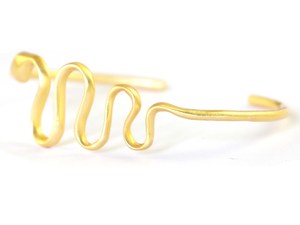 Brazalete Hecho a Mano con Forma de Serpiente Chapado en Oro de 14k, Joyería de Diseño Chapada en Oro de 18k - Product Image 3