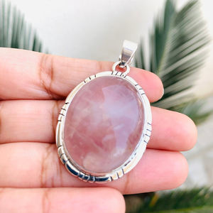 Adorable pendentif en quartz rose naturel 925 collier en argent sterling fait à la main pendentifs fins et breloques cadeau pour les femmes - Product Image 5