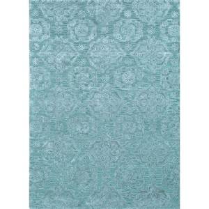 Tapis en laine Imara Blue Classic Tra-13520, 10 mm, tufté à la main, en viscose, rectangulaire, motif médaillon, pour la maison, le couloir, technique Jacquard - Product Image 1