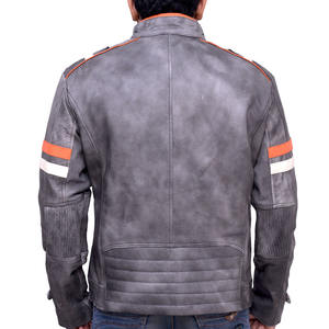 Blouson de motard en cuir véritable pour homme, nouvelle arrivée personnalisée, 2026, écologique, léger, logo frontal, style streetwear - Product Image 2