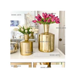 Highest Quality Flower <b>Vases</b> Gold Color Brass <b>Vase</b> <b>Set</b> <b>Of</b> <b>3</b> Round Shape Wedding Event Decor <b>Vase</b> For Hot Sale - Product Image 2
