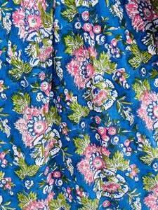 Boho indien 100% coton Maxi robes pour femmes 3/4 manches imprimé fleuri plage soirée porter naturel tour de taille bouton - Product Image 5