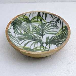 Tazón de Madera Esmaltada con Estampado de Puntos Amarillos, Diseño Alegre y Brillante, Plato para Aperitivos de Madera de Mango para Fiestas de Verano y Decoración de Cocina - Product Image 5