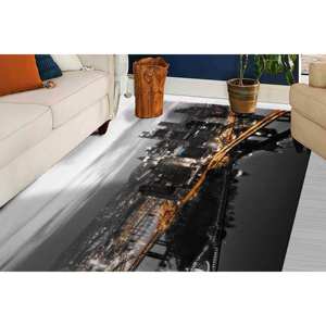 Alfombra panorámica nocturna de Pittsburgh, Pensilvania, alfombra grande impresa, paisaje urbano, alfombra de chenilla - Product Image 2