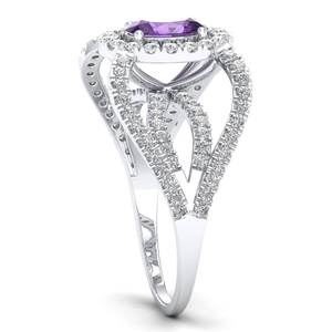 Anillo de Compromiso REYES Sparkle de Plata de Ley 925 con Amatista Natural y Moissanita VVS Certificada por GRA para Mujer - Product Image 3