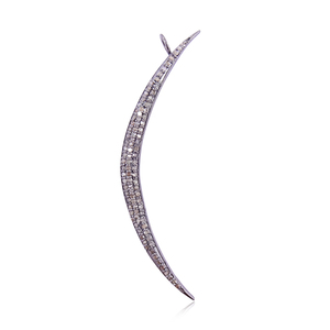 Colgante de luna creciente de plata 925 oxidado colgante de luna de diamante pavimentado hecho a mano joyería de nuevo diseñador de alta calidad - Product Image 1