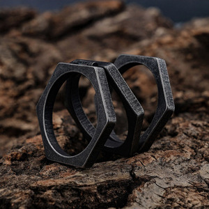 mens jewelry stainless steel black hexagon <b>ring</b> for <b>man</b> - Product Image 1