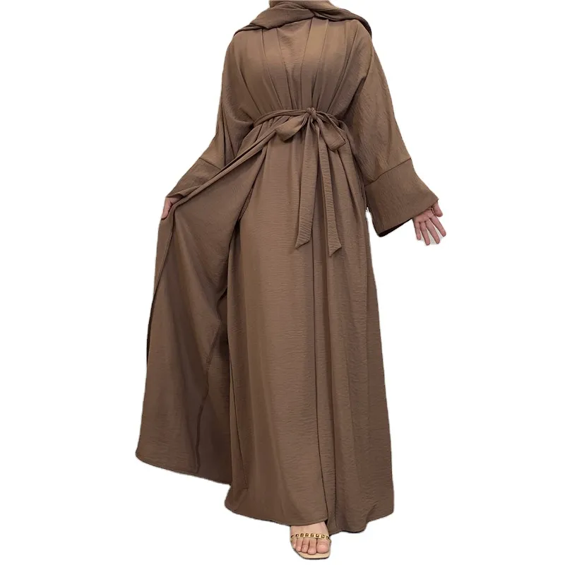 ขายส่งจํานวนมาก 2024 ยาวนานออกแบบชุดมุสลิมดูไบEid Abayaผู้หญิงเข็มขัดเอวแฟชั่นเหนียวมุสลิมAbaya
