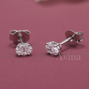 IGI Certified Lab Grown Diamond Oval Stud Earrings 18K Gold Solitaire Tiny Diamond Earrings - Product Image 1