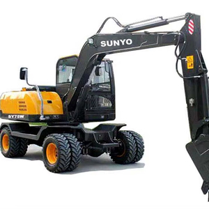 Excavatrice sur pneus SY50W avec boîte de vitesses, couple élevé, moteur Perkins 25 CV, charge maximale 5000 kg, usage agricole - Product Image 1