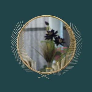Gold Plated <b>Balls</b> Frame Luxury Vanity <b>Mirror</b> Minimalist Quality Modern Indoor Wall Decor Wholesale for Home Use Only - Product Image 4