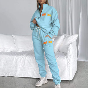 ชุดวอร์ม2ชิ้นสำหรับผู้หญิงชุดวอร์มแบบสวมหัวแขนยาวโอเวอร์ไซส์ออกแบบได้ตามที่ต้องการ - Product Image 1