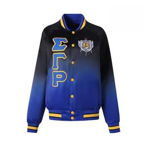Veste unisexe Sigma Gamma Rho en satin, col montant, couleur dégradée, traitement de haute qualité, respirante, écologique, hiver - Product Image 1