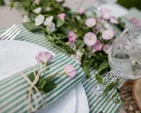 Serviettes en tissu de lin et coton rayées vertes, serviettes de mariage rayées vertes, nappes de table de mariage, serviettes de dîner en coton et lin