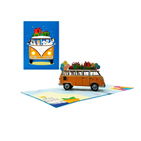 Tarjeta 3D Pop-up de Feliz Cumpleaños Hecha a Mano con Diseño Personalizado de Animales en Autobús, Manualidades de Papel, Vietnam, Mejor Precio, Marcapáginas Promocionales