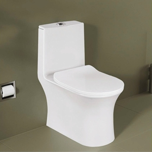 WC monobloc en céramique allongé moderne 650x340x740mm, siphon en S, double chasse, chasse à capteur au pied, à poser au sol, 220V, 6.0L - Product Image 2