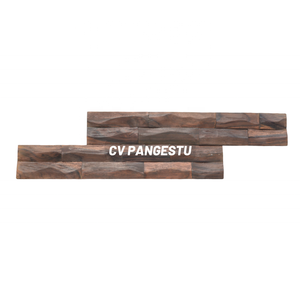 Panneau mural géométrique moderne en bois massif brun foncé, revêtement décoratif, texture ondulée naturelle, insonorisant pour l'intérieur des hôtels - Product Image 1