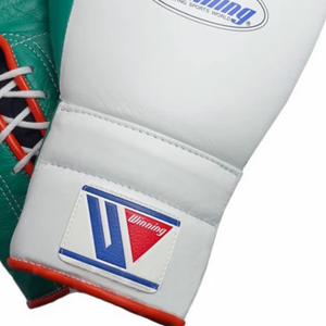 Guantes de Boxeo Winning con Cordones, Blancos, Verdes y Rojos, de Cuero Genuino, para Entrenamiento Profesional y Sparring, 8oz, 10oz, 12oz, 14oz, 16oz - Product Image 4