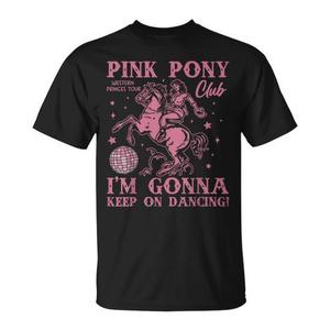 T-shirt a maniche corte per amanti dei cavalli rosa, maglietta unisex nera con scollo rotondo e grafica equestre per adulti - Product Image 1