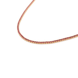 Collar de Tenis de Oro Amarillo Sólido 18K Hecho a Mano Rubí Corte Natural Personalizable para Bodas Fiestas o Regalos - Product Image 3