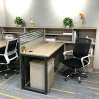 Poste de travail ergonomique en bois pour 2 personnes, ensemble de bureaux modulaires avec rangement