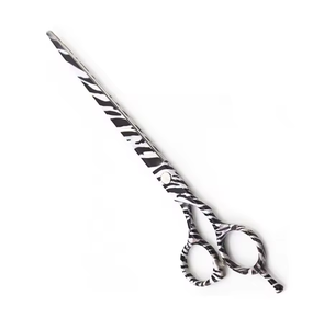 Tijera de aseo para mascotas de acero inoxidable recubierta de cebra, tijera de corte de pelo de belleza para reposapiés de cerámica ajustable para animales - Product Image 1