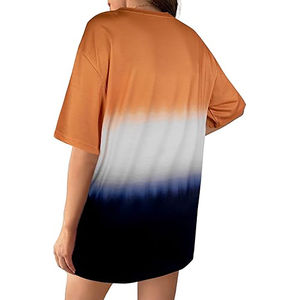 เสื้อยืดแฟชั่นสำหรับผู้หญิงทันสมัยเสื้อยืดสีตัดกันมัดย้อมพิมพ์ลายสำหรับฤดูร้อน - Product Image 3