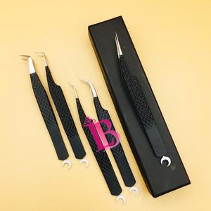 Pinces à épiler pour extensions de cils de qualité supérieure, pinces noires à 90 degrés et 45 degrés, pinces en vison, emballage en boîte noire, logo offert, pointe lisse - Product Image 5