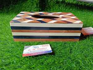 Boîte à mouchoirs et organisateur de serviettes classiques de luxe faits à la main avec incrustations en bois et os, pour un usage domestique - Product Image 2