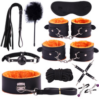 Tenues BDSM de différentes couleurs, collier, bâillon, menottes, fouet, pagaie, corde, ensembles de bondage fétichistes chinois, jouets sexuels