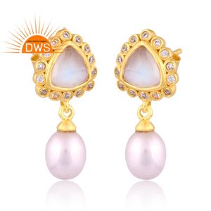 ต่างหูห้อยประดับพลอยธรรมชาติหลายชนิด ชุบทอง 18K เงินแท้ 925 ดีไซน์ทันสมัย ผลิตโดยผู้ผลิตเครื่องประดับคุณภาพสูง - Product Image 2