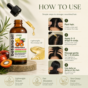 Huile de croissance capillaire Pure Batana avec extrait de romarin et huile de ricin noire, coenzyme Q10, traitement du cuir chevelu pour hommes et femmes - Product Image 3