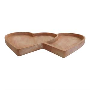 Wooden Two Heart Shaped Serving <b>Tray</b> Decorative Sectioned Platter for <b>Snacks</b> Grade Easy Clean Oval Serving <b>Tray</b> Kitchenware - Product Image 2