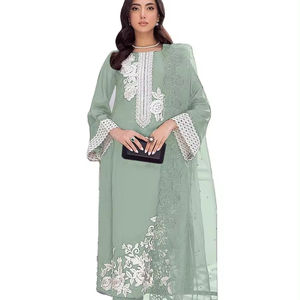 Último diseñador Faux Georgette bordado secuencia trabajo Salwar traje por Fab Zone - Product Image 1