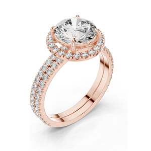 Anillo Halo con Diamante de Laboratorio Redondo Brillante de 2.83 CT para Mujer, Piedras VVS-VS EF CVD, Oro de 18KT, 14KT, 10KT y Plata 925, Color Rosa - Product Image 4