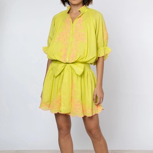 Robe chemise 2026 en jersey 100 % coton, coupe trapèze, col en V, longueur mi-mollet, taille naturelle, détail boutonné, grande taille - Product Image 1